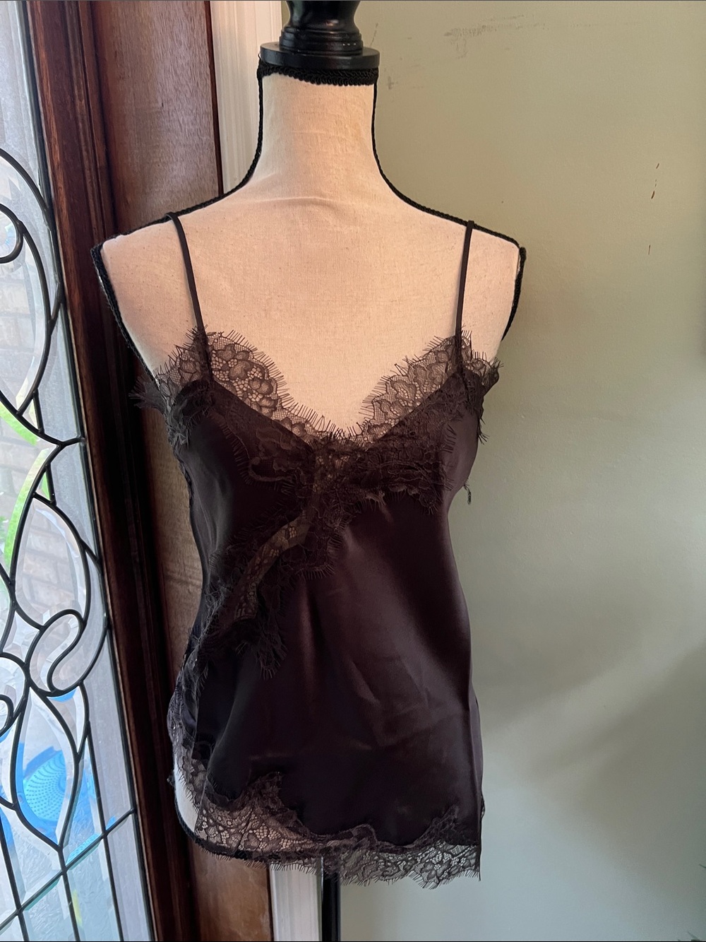 Brit The Label Satin Lace-Trim Slip Cami